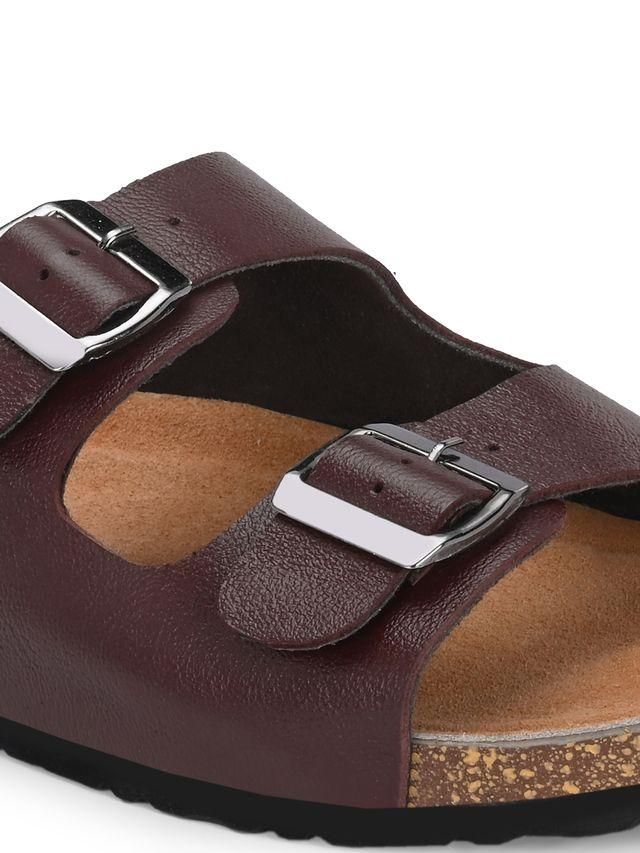 Mens Arizona Cherry Leather Slippers- Duocart