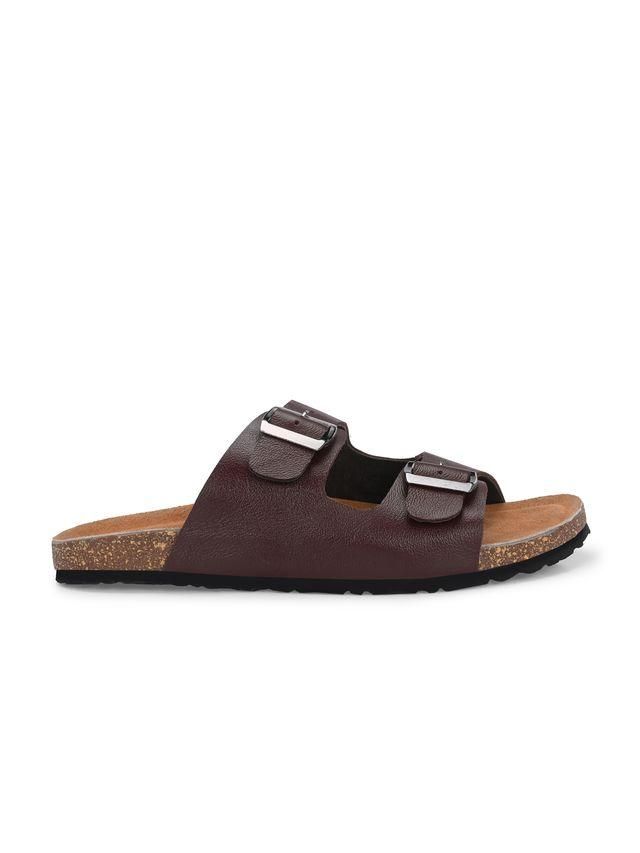 Mens Arizona Cherry Leather Slippers- Duocart