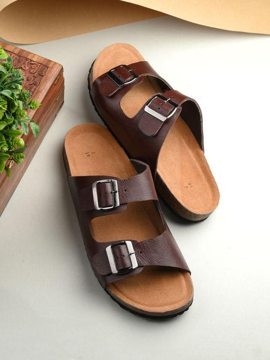 Mens Arizona Cherry Leather Slippers- Duocart